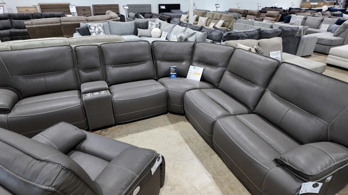 Beautiful 6pc Grey Sectional  Power Recliners  &  Storage