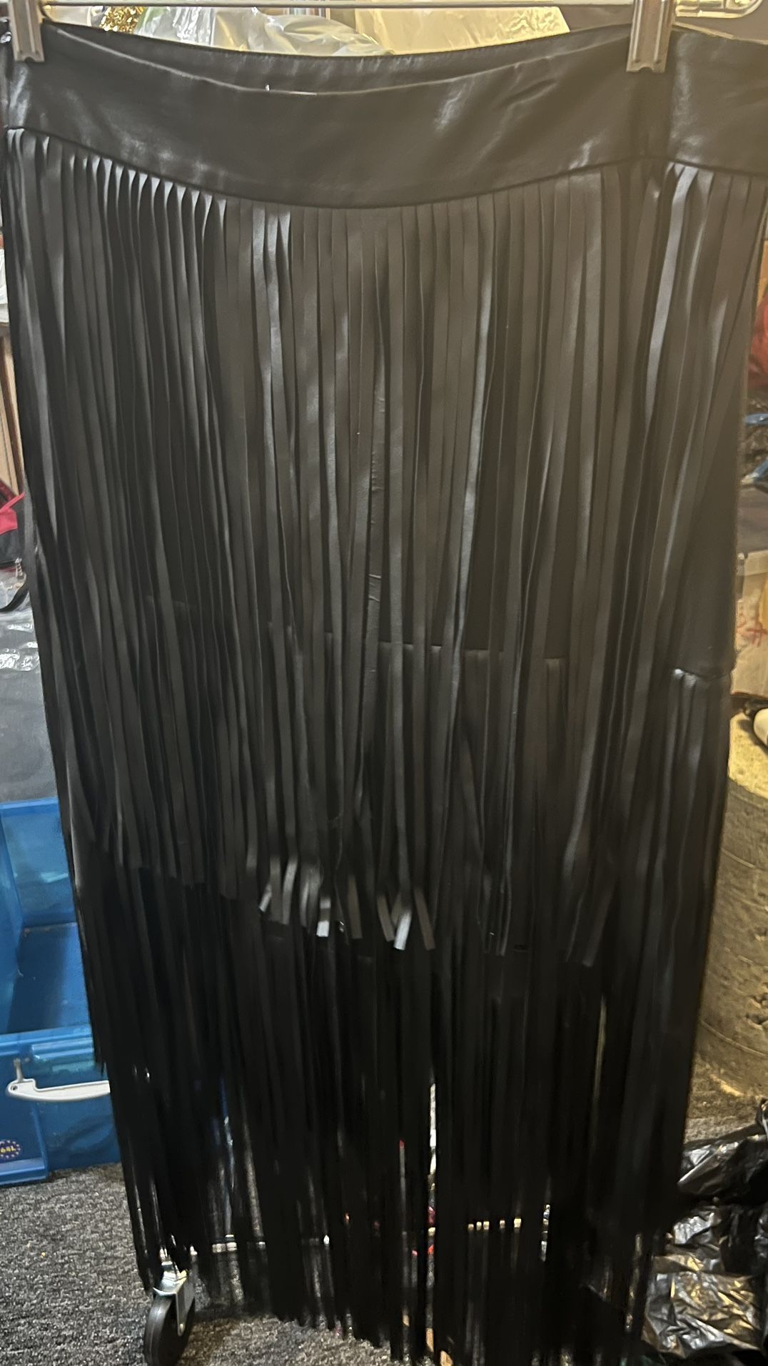 Fringed Leatherette Skirt 
