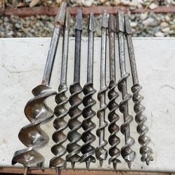 Here are (8) Various Sizes of WOOD Drill Bits for your Carpentry BRACE TOOL