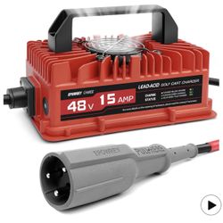 15 AMP 48 Volt Golf Cart Battery Charger for Club Car 3-Pin Round Plug,for Lead Acid Battery