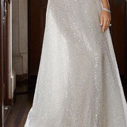 Mori Lee 1061 Celestina Corset Top Sequined Wedding Dress|