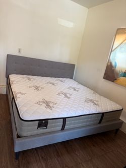 King Size- Stearns & Foster Mattress with Upholstered Bed Frame