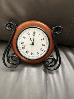 Vintage clock Wood And Wrought Iron 