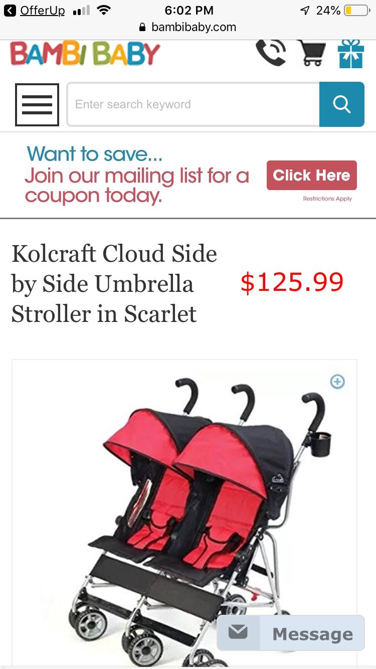 Compact double stroller