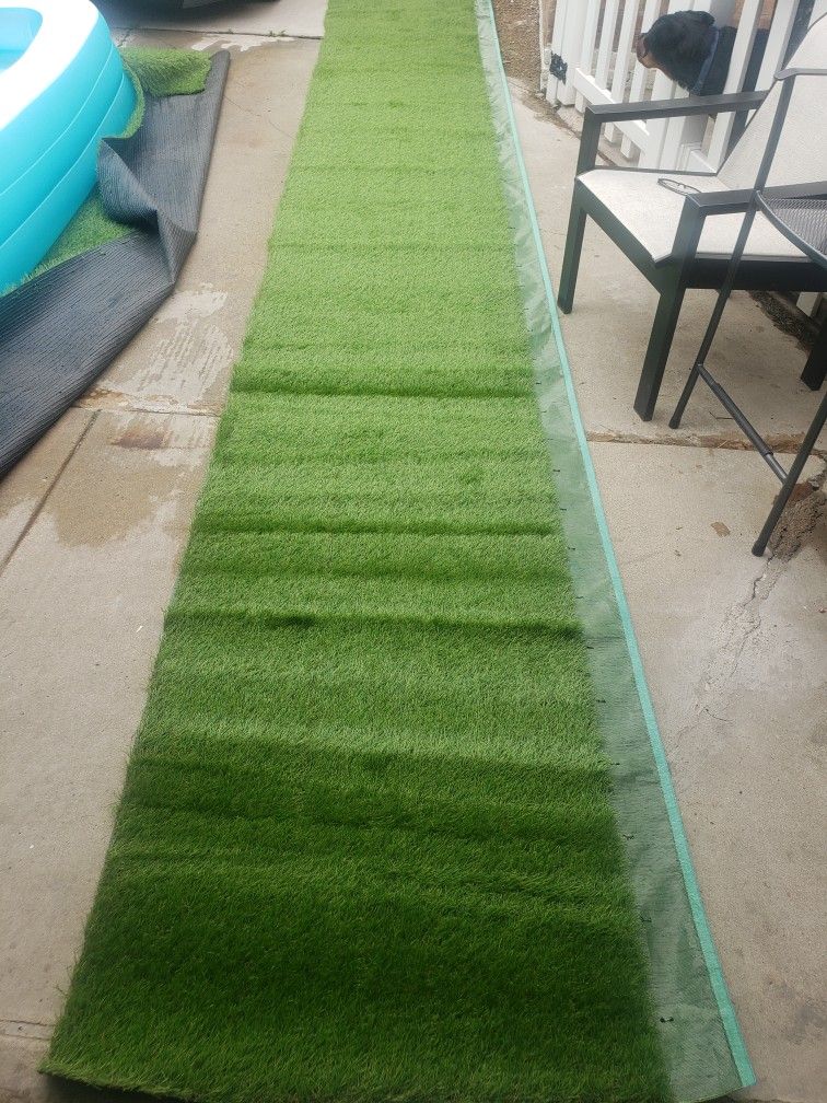 Fas Home Artificial Grass Turf 3FTX19FT(57 Square FT), 1.38" Pile Height Realistic Synthetic Grass, Drainage Holes Indoor Outdoor Pet Faux Grass Astro