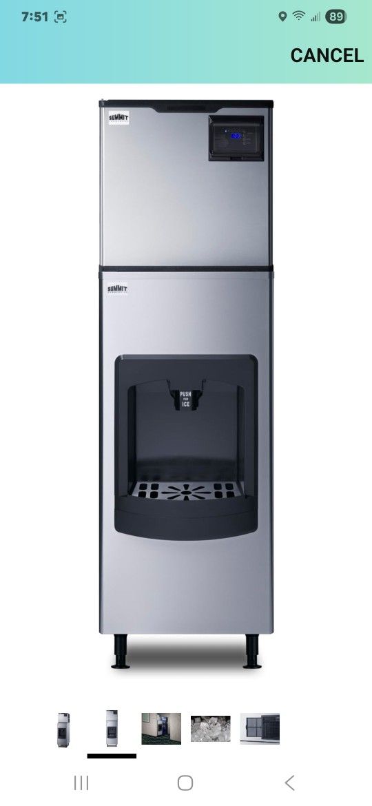 Summit Commercial Ice Machine with Ice Dispenser, 350 lbs. Clear Ice Production Per Day, 130 lbs. of Storage, Energy Star Certified - BIM350KDISP