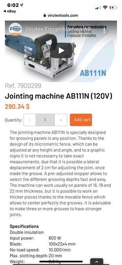 Jointing Machine (by Virutex). REDUCED PRICE!