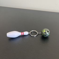 Bowling Pin Bowl Green Ball Keychain Key Holder Pendant Charms
