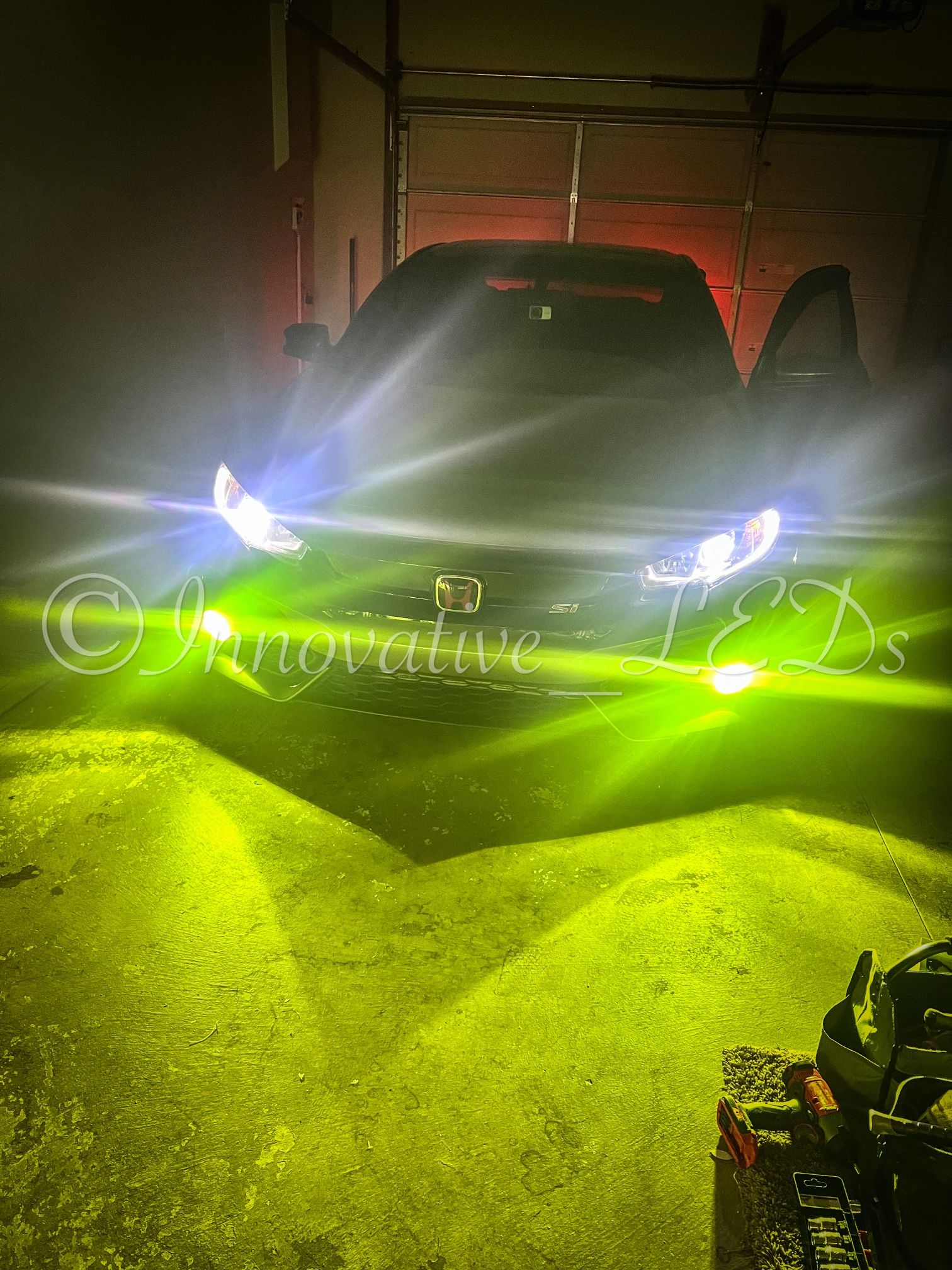 6000k Glacier White LED Headlight And 3000k Jdm Yellow LEDs Fog Lights 