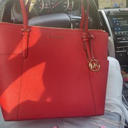 Michael Kors Red Velvet Hand Bag 