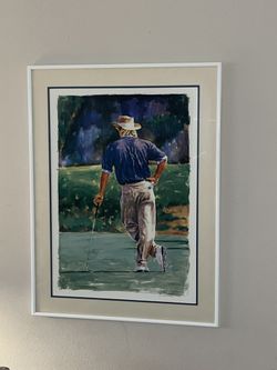 Vintage Greg Norman Golf Classic Painting At The Masters By Scott Medlock