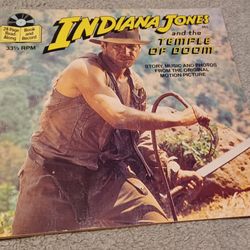 2 Books Indiana Jones Temple Of Doom 45 Rpm Record And Read Along Book 