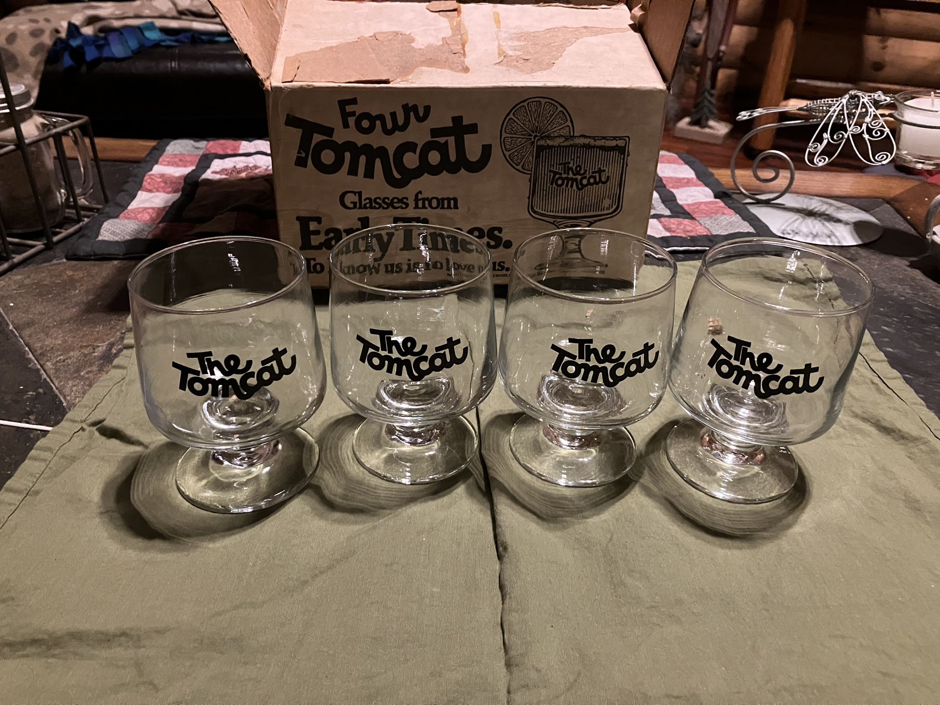 Vintage Tom Cat Glasses From Early Times Whisky