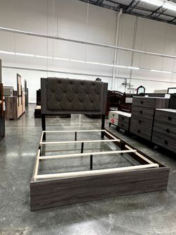 Queen brown tufted bed with Orthopedic mattress