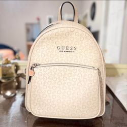 Guess off white monogram mini backpack