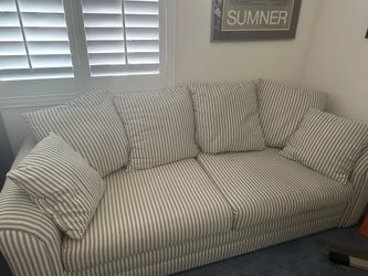 Blue/White Striped Sofa