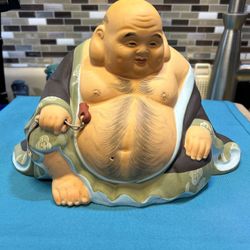 Vintage Japanese Hakata Urasaki clay doll, of "Laughing Buddha”