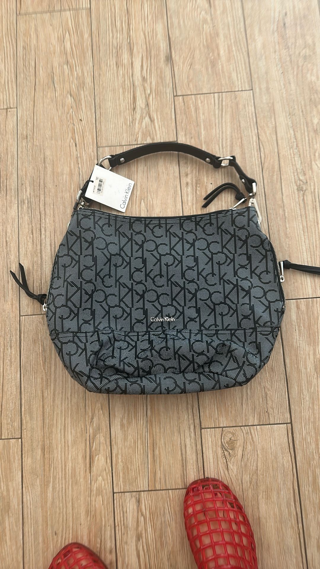NWT Calvin Klein Black/white Monogrammed Shoulder Bag
