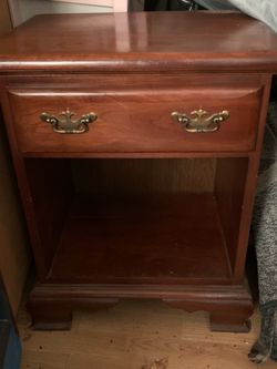 Solid Oak Night Stand With Double Pull Handles