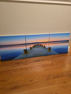 Pier Sunset Wall Canvas Art – 3-Panel Coastal Wall Art