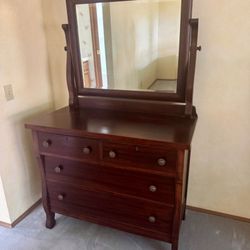 Vintage Wood Dresser With Adjustable Mirror