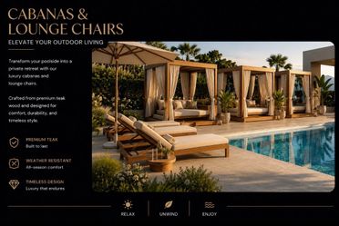 Poolside cabanas lounge chairs outdoor furniture teak cedar oak wood any custom design