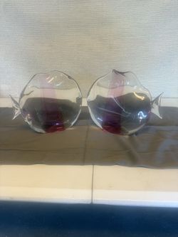 Murano Crystal Ruby Fish (pair)