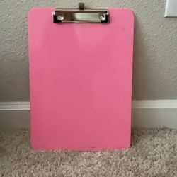 Pink Plastic Clipboard With Little Medal Pencil Holder