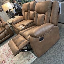 Morello Brown 2 Piece Reclining Sofa and Loveseat Living Room Set /P