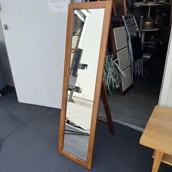 Wood Framed Stand Alone Full Length Mirror Good Condition