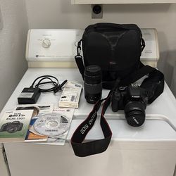 Canon EOS Rebel T2i DSLR Camera + 2 Lenses + Bag (Great Starter Camera)