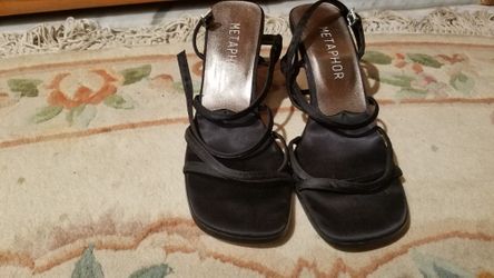 Black open-toe shoes. Size 8 (M)