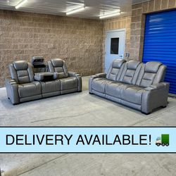 New Taupe Top Grain Leather Man-Den Power Reclining Couches Sofas from Ashley (DELIVERY AVAILABLE! 🚛)