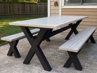 Modern X-Leg Picnic Table with 2 Benches
