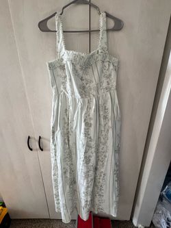 Women dress nwt Caroline Constas Faux Pearl Embellished Linen-Blend Midi Dress size Small