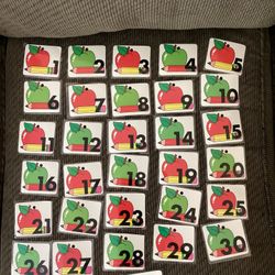 Apples and Pencils Numbers 1-31. Can be used for a calendar. Great for a classroom or homeschool.