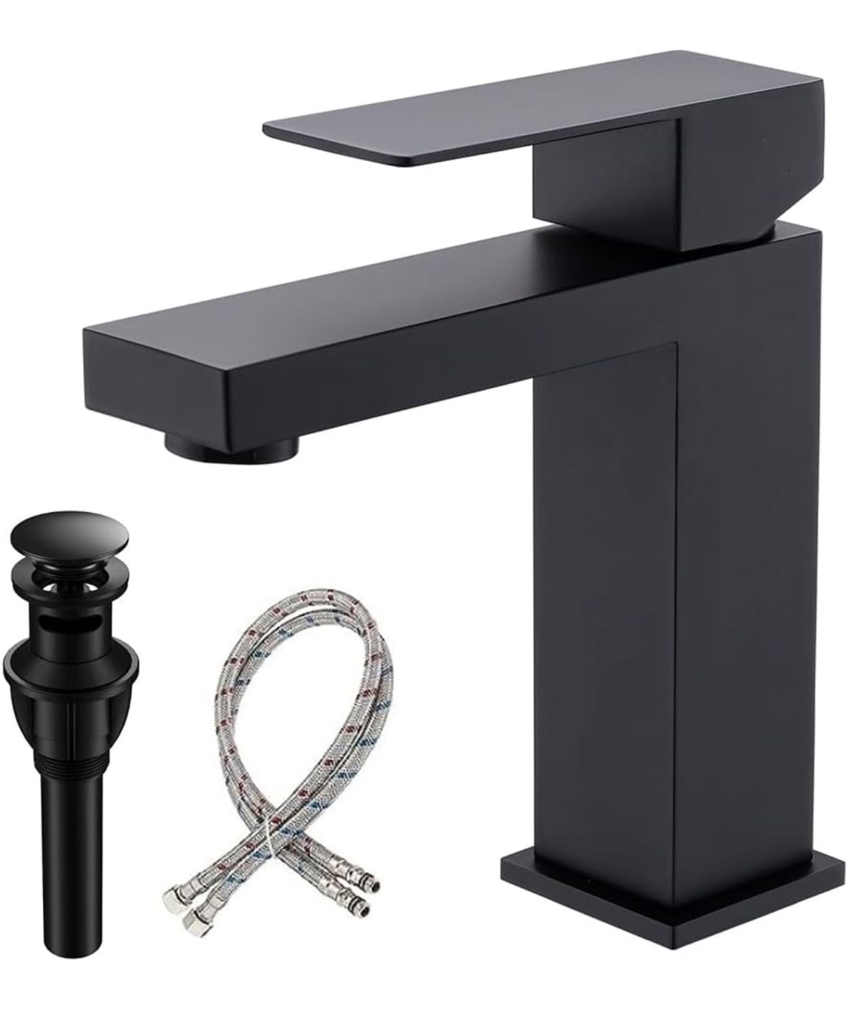 Black Bathroom Faucet, Bathroom Faucets, Bathroom Sink Faucets, Single Hole Bathroom Faucet, Matte Black Single Handle Bathroom Faucet with Pop Up Dra