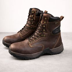 RedHead Waterproof Leather Work Boots Mens 10.5M Brown Lace Up Heavy Duty