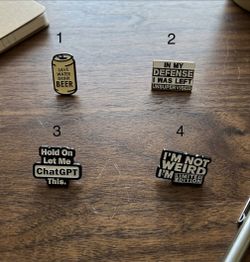 Funny Enamel Hat Pins – $10 Each or Bundle Deal