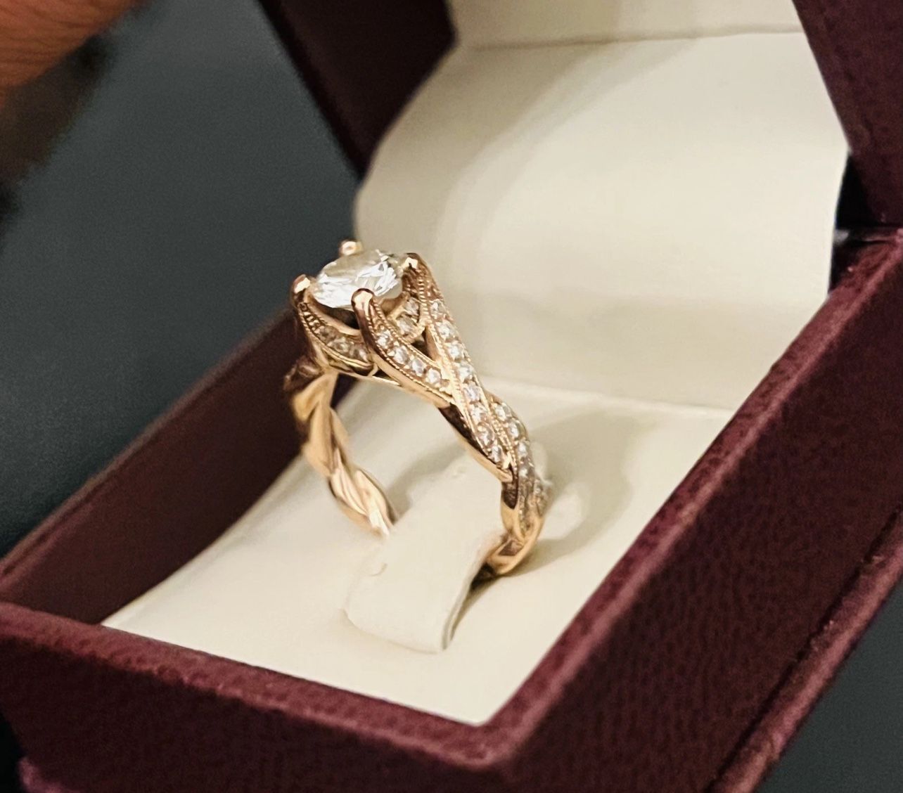 Rose Gold Diamond Engagement Ring with Side Accents