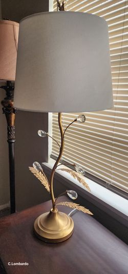 Gold Leaf Table Lamp with Crystal Accents
