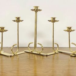 Vintage Brass Candelabra candle holder scalloped design
