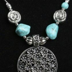 Most Favorite Piece!! Beautiful Turquoise Jade And Tibetan Silver Necklace 