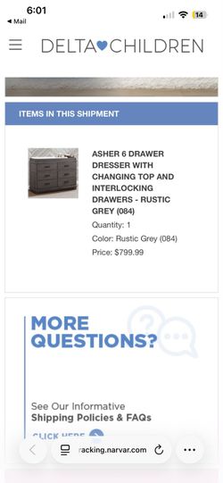 Brand new Asher Dresser with Baby Changing Top