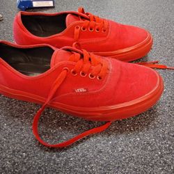 Solid Red Vans.  Men's. 7. Women's 8.5. SOLES Like New