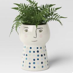 Modern Ceramic Planter Pot With Face Design 
