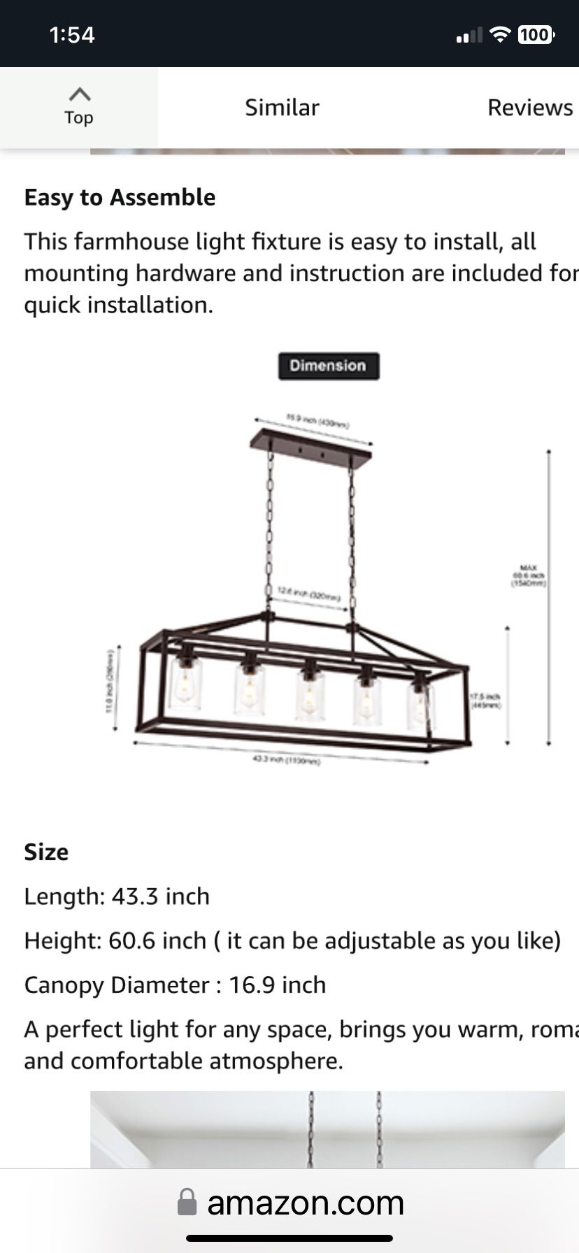 Chandelier 5 Light Modern