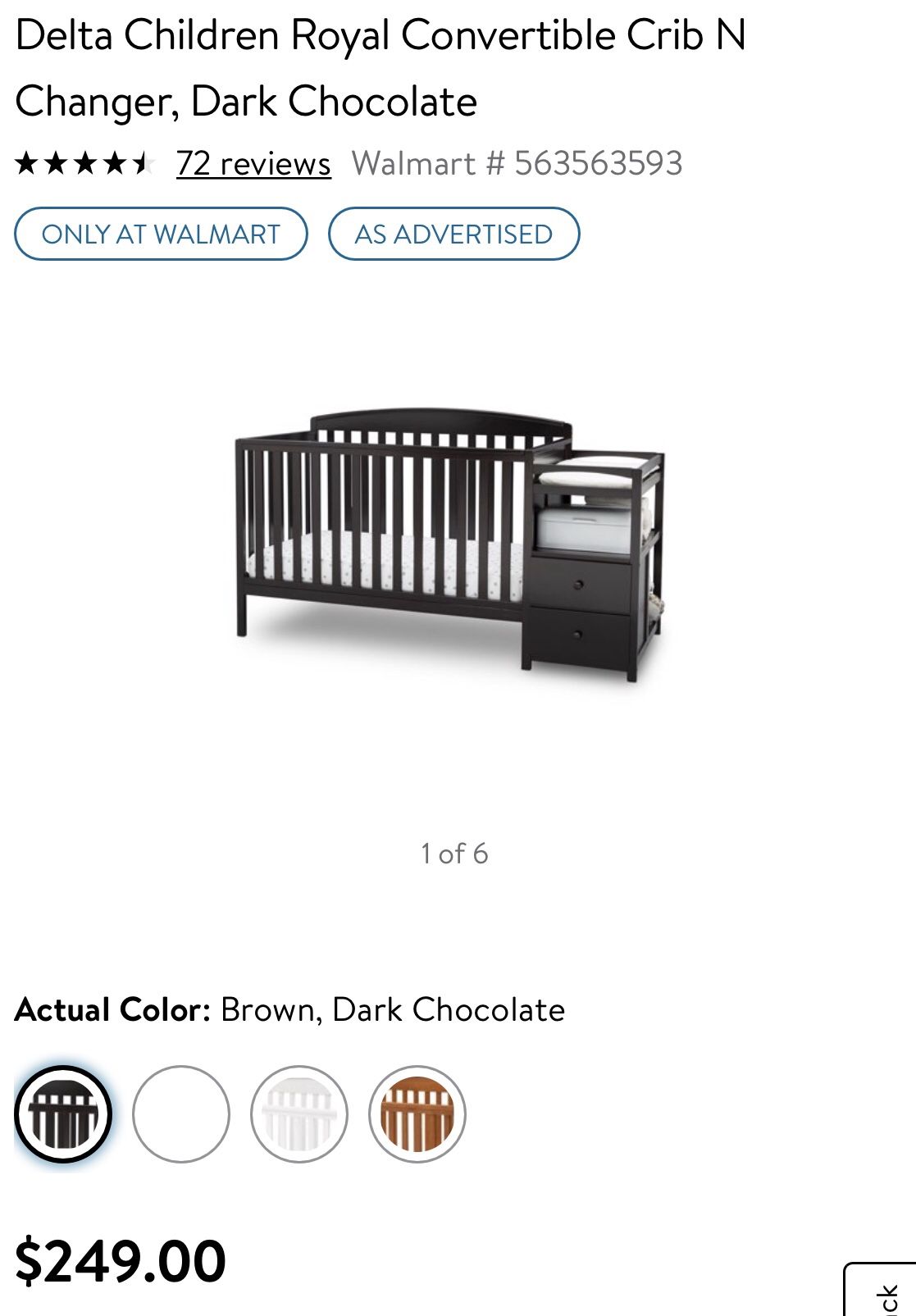 Baby Crib & Attached Changing Table