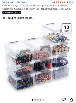 1.3 QT 10 Pack Small Storage Bins Plastic Storage Container