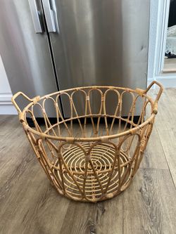 Extra Large Brown Poly Rattan Woven Basket with Handles